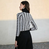 Houndstooth Print Vintage-Inspired Sweater