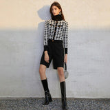 Houndstooth Print Vintage-Inspired Sweater