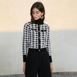 Houndstooth Print Vintage-Inspired Sweater