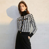 Houndstooth Print Vintage-Inspired Sweater