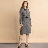 Primetime Looks-Houndstooth short jacket and midi skirt set