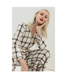 Primetime Looks-Houndstooth V-Neck twill belted jumpsuit