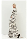 Primetime Looks-Houndstooth V-Neck twill belted jumpsuit