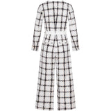 Primetime Looks-Houndstooth V-Neck twill belted jumpsuit