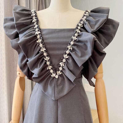 IRMA Embellished Ruffled Sleeve Mini Dress