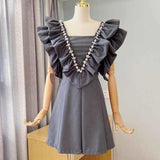 IRMA Embellished Ruffled Sleeve Mini Dress
