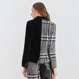 Primetime Looks-Irregular wool and velvet plaid blazer