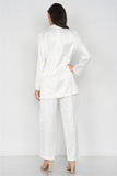 Primetime Looks-Ivory Silk Boyfriend Blazer & Chic High-waist Pleated Ankle Pant Set