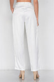 Primetime Looks-Ivory Silk Boyfriend Blazer & Chic High-waist Pleated Ankle Pant Set