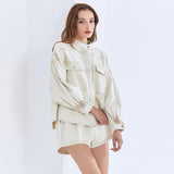 Jacket and shorts set in ivory