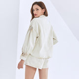 Jacket and shorts set in ivory
