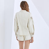 Jacket and shorts set in ivory