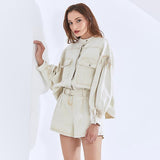 Jacket and shorts set in ivory