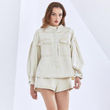 Jacket and shorts set in ivory