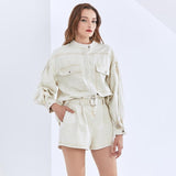 Jacket and shorts set in ivory