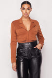 JANAE Deep-v Cropped Blazer Bodysuit