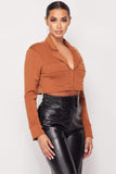 JANAE Deep-v Cropped Blazer Bodysuit