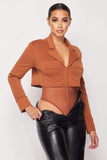 JANAE Deep-v Cropped Blazer Bodysuit