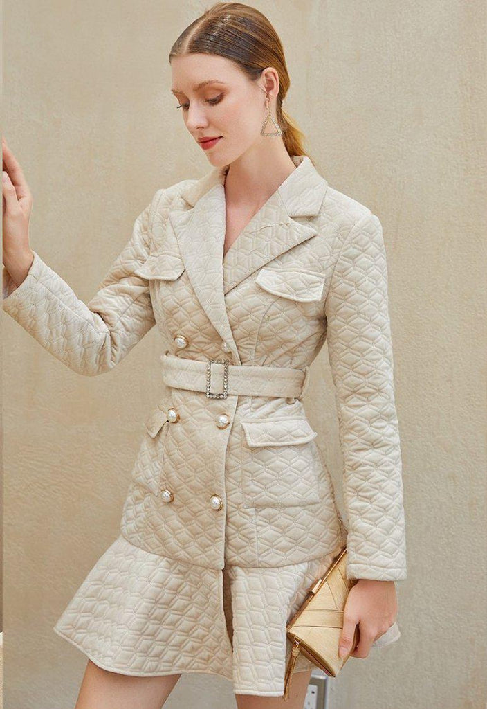 JANE quilted safari dress in ivory
