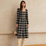 JENNA belted plaid trench