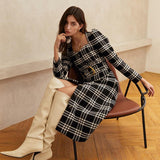 JENNA belted plaid trench