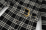 JENNA belted plaid trench