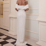 JESSA Off-shoulder Slit Gown