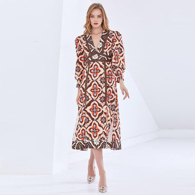 JESSENIA Geometric Midi Dress