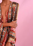 JEWEL Plunge Mini Dress in reds