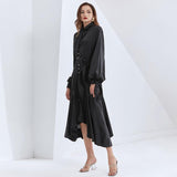 JORDANA asymmetric beaded black dress