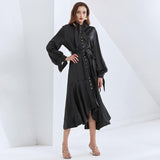 JORDANA asymmetric beaded black dress