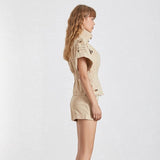 Primetime Looks-Jungle Jane turtleneck jacket and shorts in khaki beige