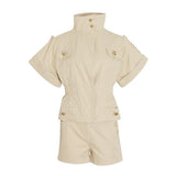 Primetime Looks-Jungle Jane turtleneck jacket and shorts in khaki beige