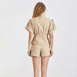 Primetime Looks-Jungle Jane turtleneck jacket and shorts in khaki beige