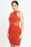 KAIRA Halter Mini Dress in Red