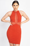 KAIRA Halter Mini Dress in Red