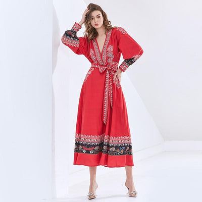 KARINA Belted Midi Dress