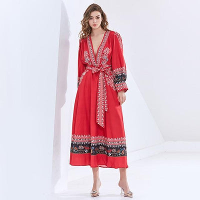 KARINA Belted Midi Dress