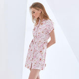 KARINA Floral Print Belted Mini Dress