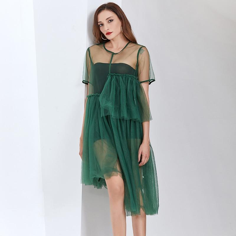 KARINA Ruffled Mesh Midi Dress-Dresses-Primetime-Looks