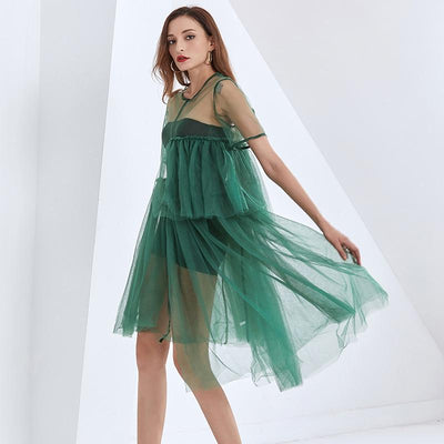 KARINA Ruffled Mesh Midi Dress-Dresses-Primetime-Looks