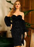 KATARINA Sequins High-Slit Party Dress
