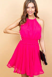 KATHY halter neck mini dress in hot pink