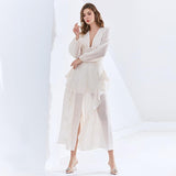 KAYLA Button Down Ruffled Midi Dress in colors