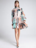 KHAI Stand collar Lantern Sleeve Dress