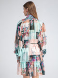 KHAI Stand collar Lantern Sleeve Dress