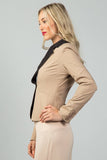 Primetime Looks-Khaki lapel collar short blazer