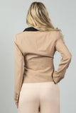 Primetime Looks-Khaki lapel collar short blazer