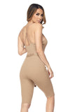 Primetime Looks-Knit Belted Beige Romper