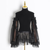 Knit Top with Mesh Details-top-Primetime-Looks